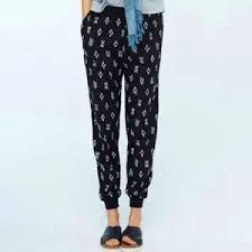 Madewell Ikat Print Jogger Bottoms Black White Size Small
